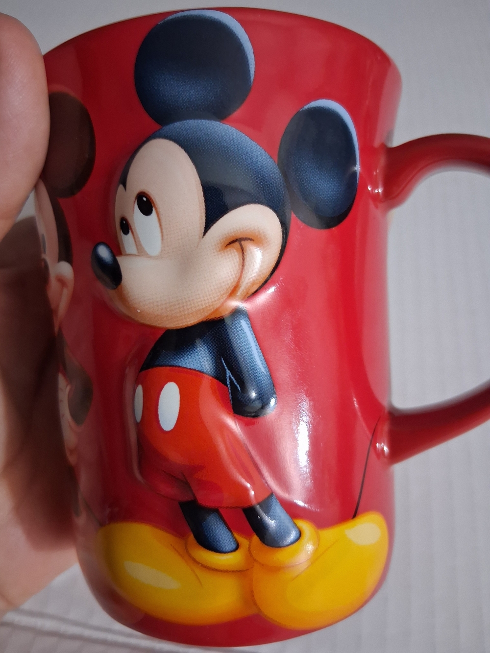 Disney Store Red 3D Mickey Mouse Ceramic Mug with Yellow Shoes